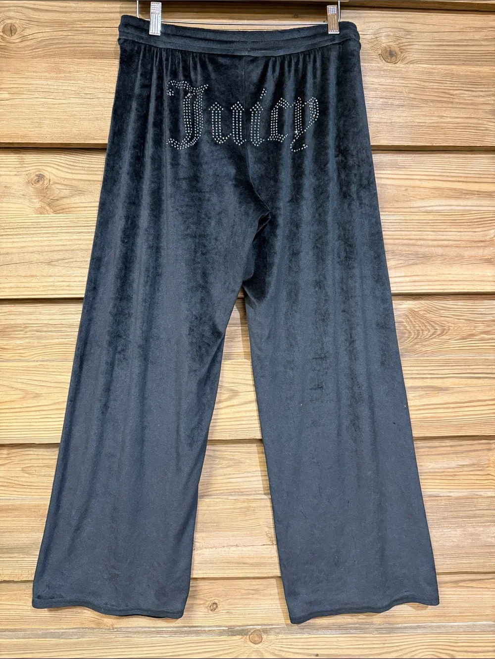 Juicy Couture Black Velour Wide Leg Lounge Pants